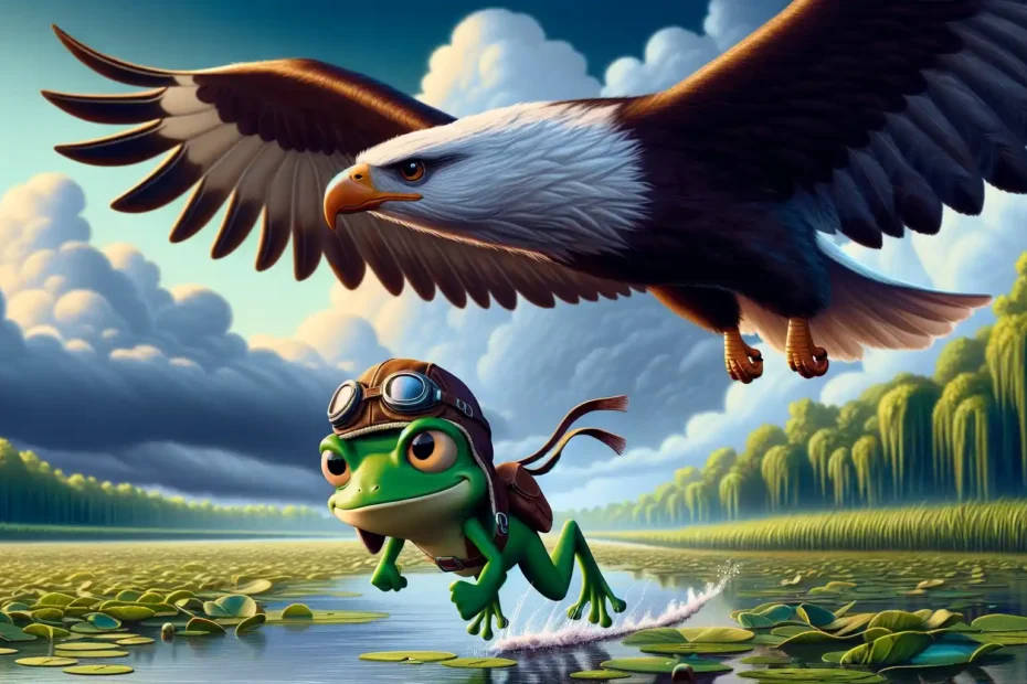 The Bold Frog and the Soaring Hawk