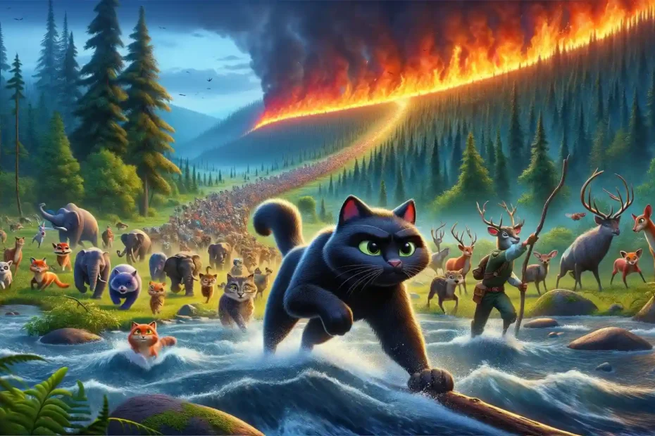 The Adventurous Cat and the Fire in the Forest